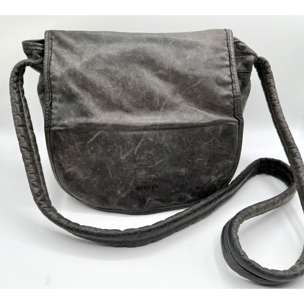 Roots Genuine Leather Gray Crossbody Indie Vanguard Patina Distressed Canada